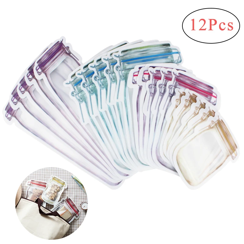 Ziploc Food Storage - Jar Shape Storage Bag ถุงซิปแบบใช้ซ้ําได้ถุงพลาสติกเกรดอาหารซิปล็อค LeakProof