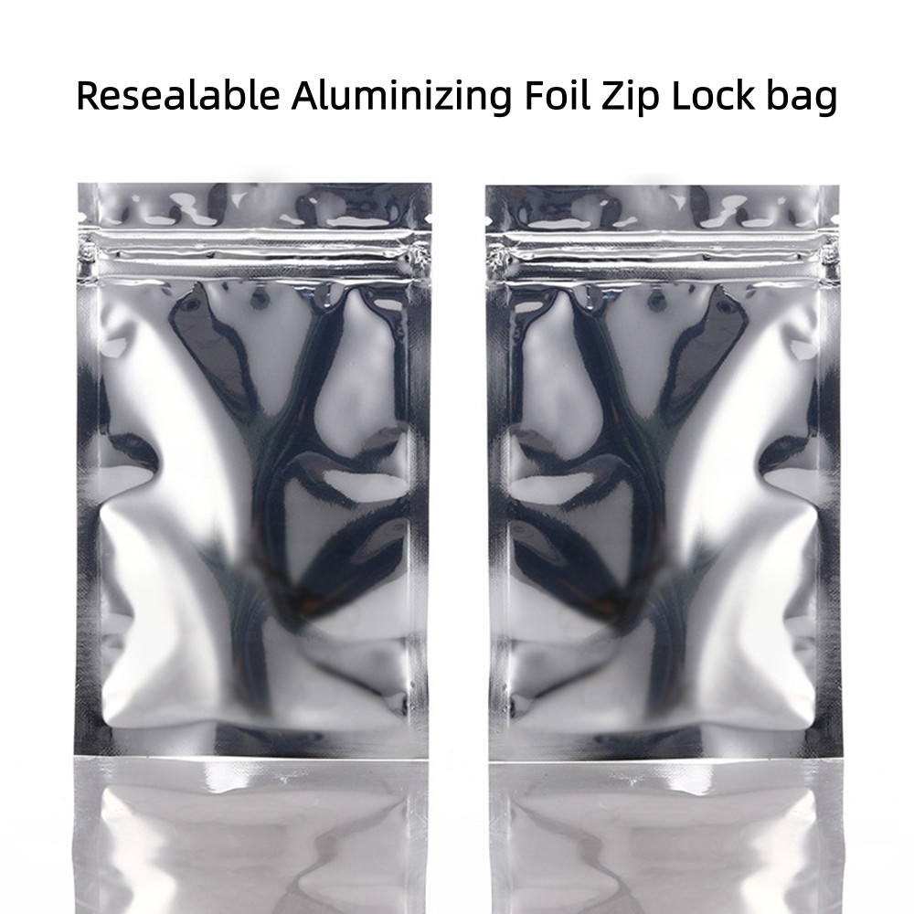 Ziploc Food Storage - ถุงซิปล็อคฟอยล์อะลูมิเนียมสีเงินเงา - ถุงพลาสติกเกรดอาหารแบบปิดผนึกได้ ซิปคลิปปิดผนึก บรรจุภัณฑ์สำหรับของขวัญ ขนมสัตว์เลี้ยง
