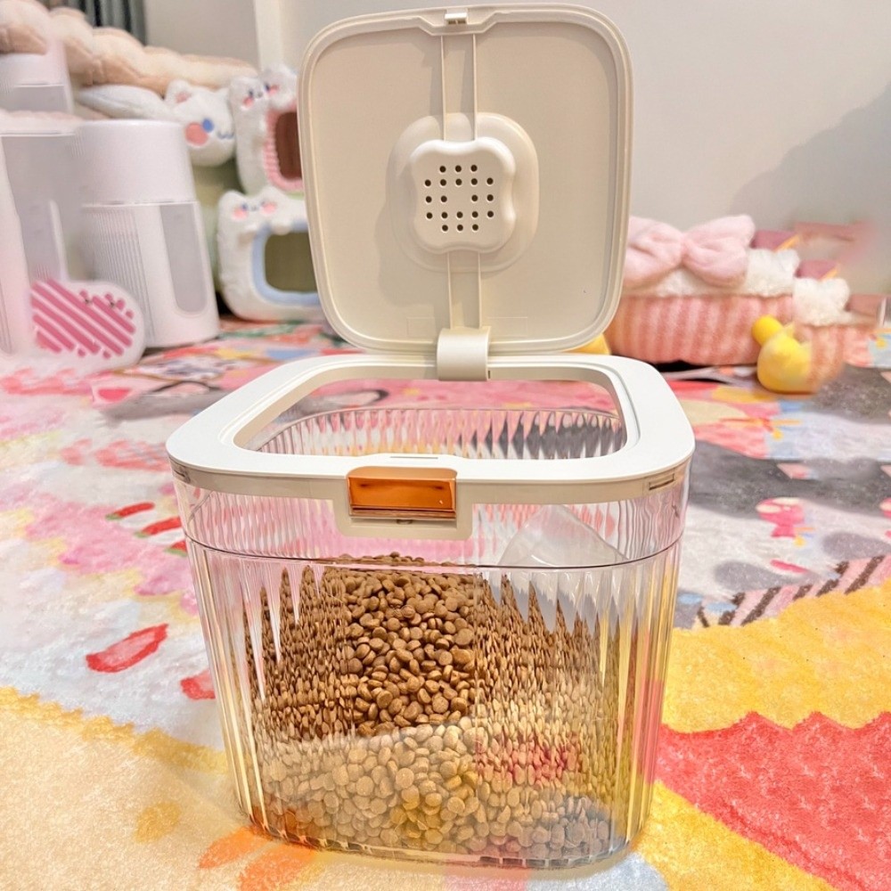 Food Storage Large - กล่องเก็บอาหารสัตว์เลี้ยงแบบฝาพับ โปร่งใส ความจุขนาดใหญ่ กล่องอาหารแมวแบบแห้ง กล่องพลาสติกปิดผนึกสำหรับเก็บอาหารสัตว์เลี้ยง
