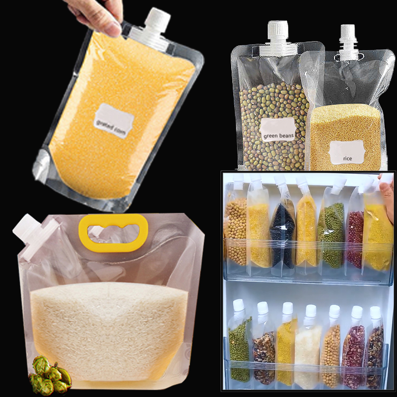 Food Storage Plastic Bag - 5/10pcs Stand Up Grain Seal กระเป๋าเติมพลาสติกเครื่องดื่มกระเป๋า