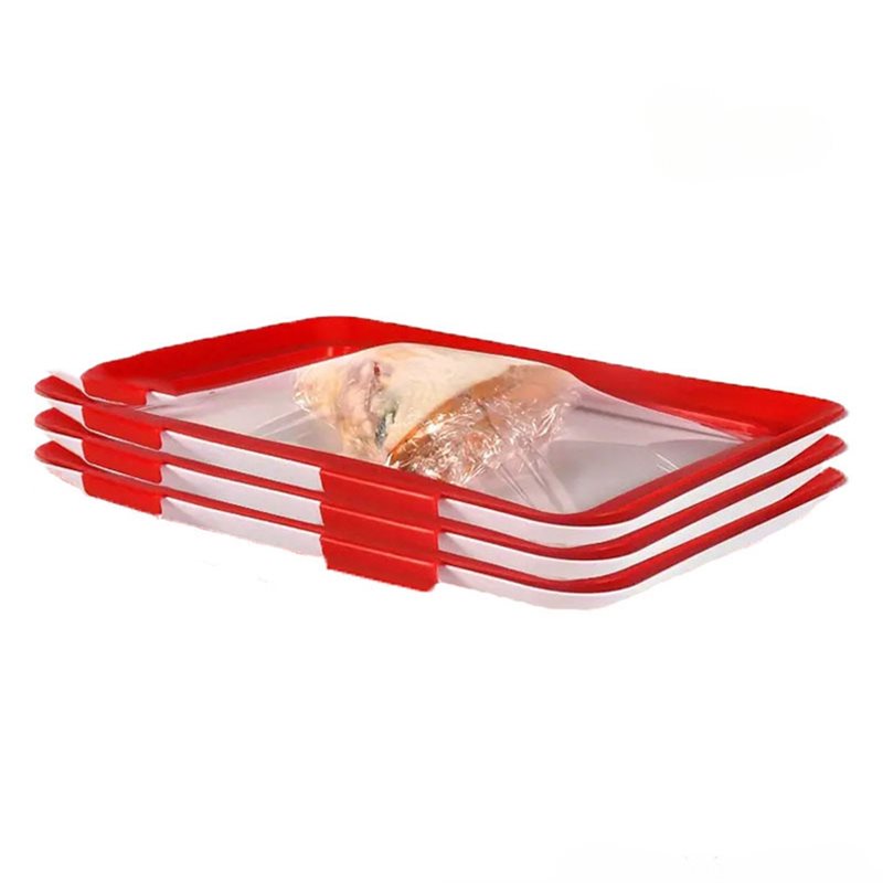 Food Storage Technology - ถาดเก็บอาหารด้วยเทคโนโลยีสุญญากาศ J1UL1N (4 ชิ้น) เพื่อความสดใหม่ที่ยาวนาน -