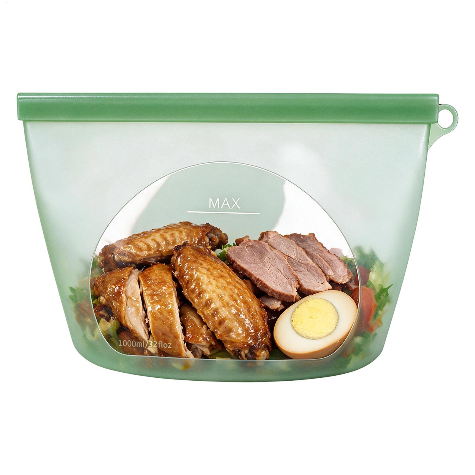 Ziploc Food Storage - ถุงเก็บอาหารซิลิโคน 1000 มล. ถุงทนความร้อนสำหรับเตาอบ พร้อมพื้นที่เขียนได้ ซิปล็อค