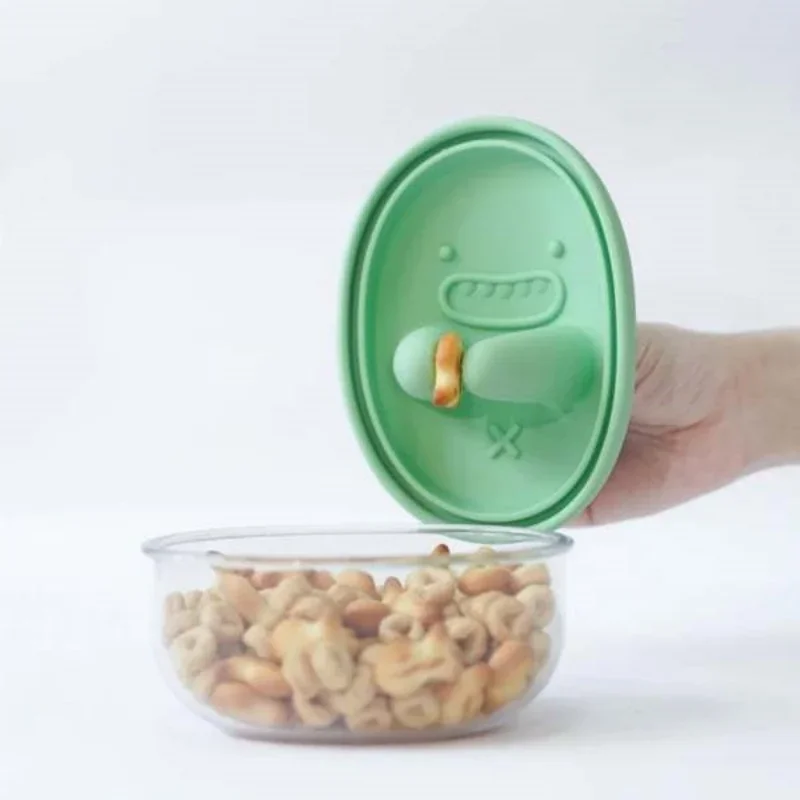 Food Storage Unit - กล่องใส่ขนมแบบแฮนด์ฟรี ไม่มีเศษตกค้าง กล่องเก็บขนม กล่องคุกกี้ลายการ์ตูน กล่องซิลิโคนเกรดอาหาร ปิดผนึกกันความชื้น