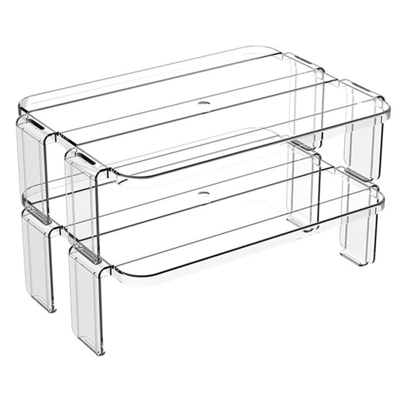 Food Storage Management - ABKY-ชุดจัดเก็บในตู้เย็นแบบโปร่งใสที่สามารถวางซ้อนกันได้ (2 ชิ้น), ชั้นวางของบนเคาน์เตอร์ครัวสำหรับจัดการขวดเครื่องเทศและอาหาร