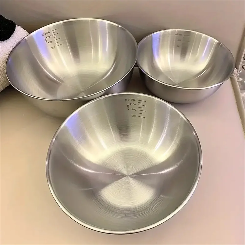 Food Storage Large - ชุดชามสแตนเลส 1-3 ใบ พร้อมสเกลวัด สำหรับทำอาหาร อบขนม