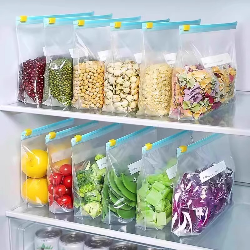 Ziploc Food Storage - ถุงเก็บอาหารซิปล็อค, ถุงแช่แข็งหนาสําหรับตู้เย็น, ปลอดภัยไมโครเวฟ, นํากลับมาใช้ใหม่ได้, เหมาะสําหรับการจัดระเบียบ (3