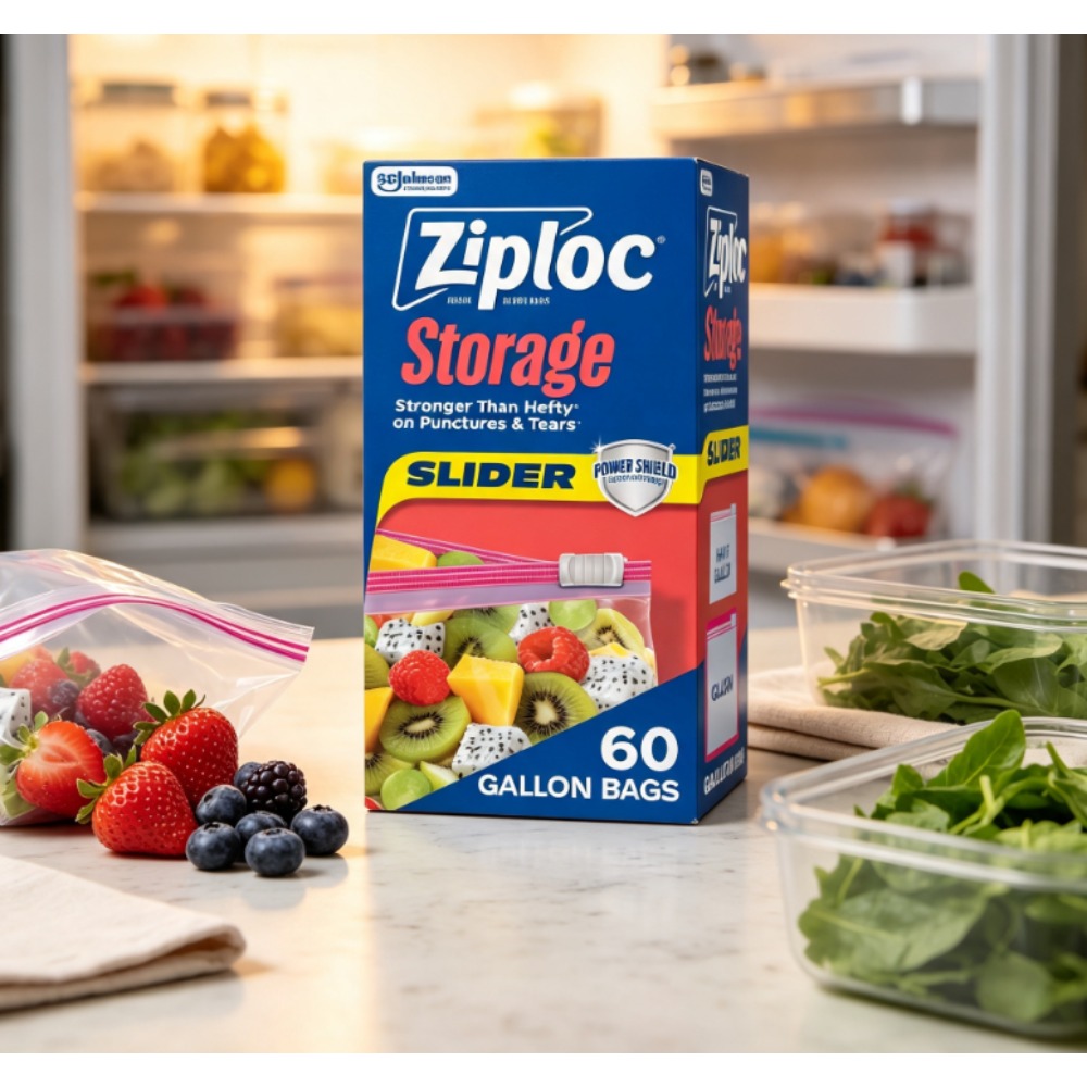 Food Storage Technology - ซิปล็อค ® ถุงเก็บอาหารแบบสไลเดอร์ ขนาดแกลลอน ยี่ห้อ Power