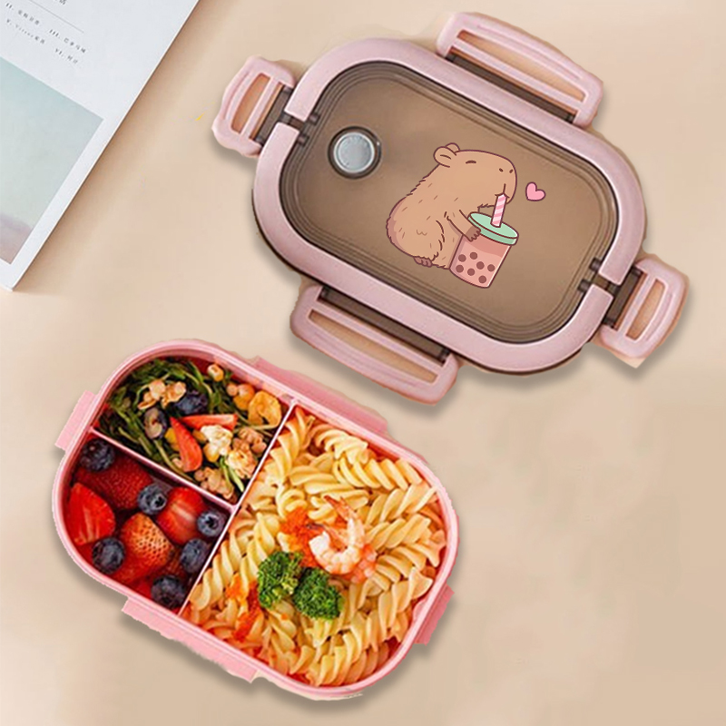 Food Storage Unit - กล่องข้าวกลางวันลายคาปิบาร่า ลายการ์ตูนอนิเมะ กล่องเก็บอาหารสำหรับเด็ก กล่องอาหารกลางวันสำหรับเด็กนักเรียน ปิกนิก กล่องอาหารกลางวันสำหรับเด็กชายและเด็กหญิง