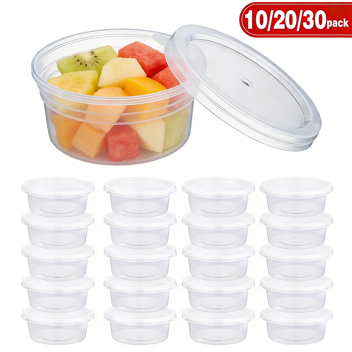 Food Storage Unit - 10/20/40 แพ็ค ภาชนะใส่สไลม์ขนาดเล็กพร้อมฝาปิด, ภาชนะใส่เครื่องปรุงรส ถ้วยพลาสติกสำหรับใส่อาหาร