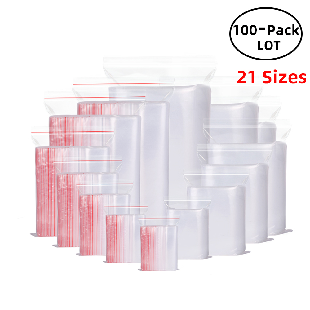Food Storage Plastic Bag - 100 ชิ้น/แพ็ค Resealable ซิปล็อคถุง Self Seal