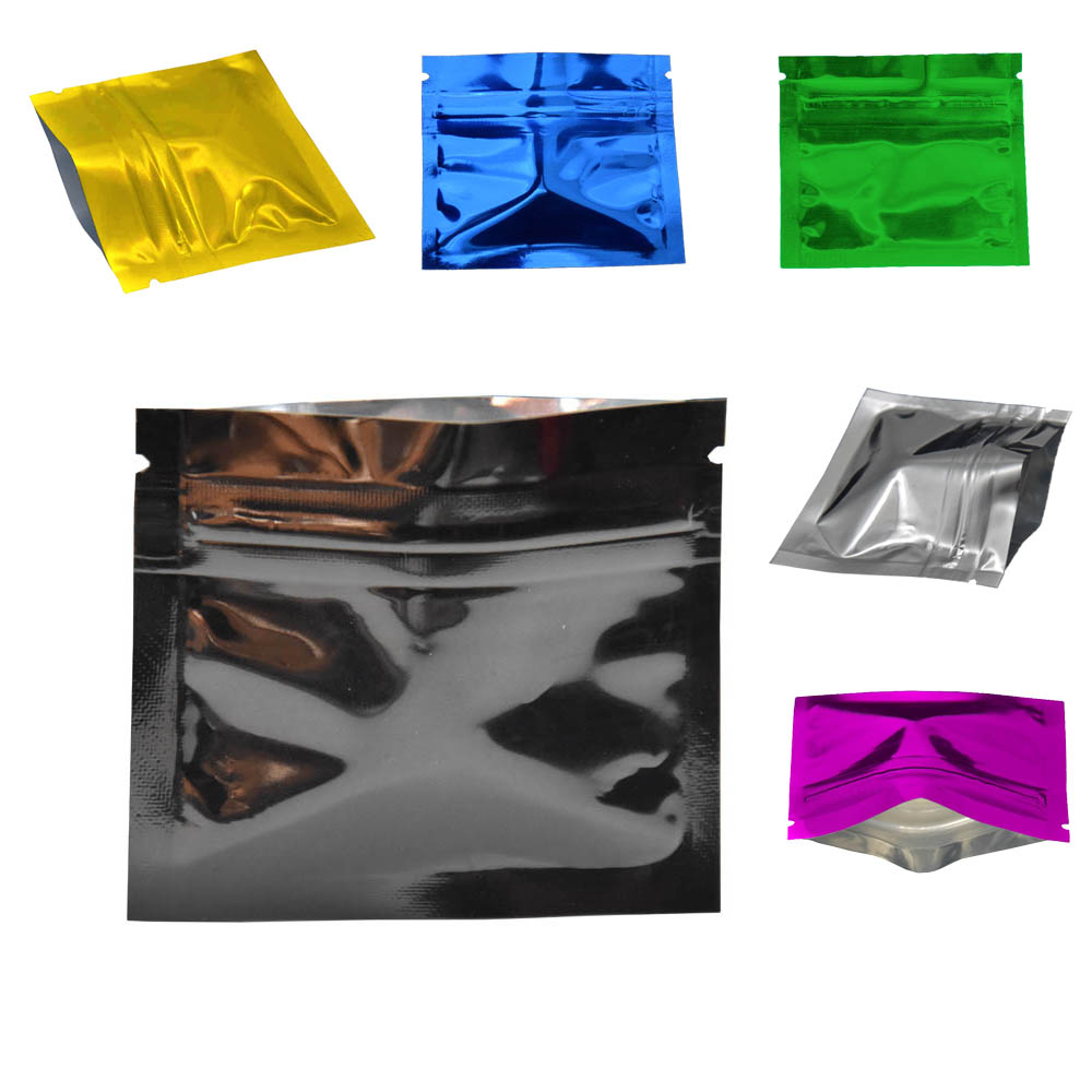 Ziploc Food Storage - 100Pcs ที่มีสีสัน Glossy อลูมิเนียมฟอยล์ซิปล็อคกระเป๋า Tear Notch