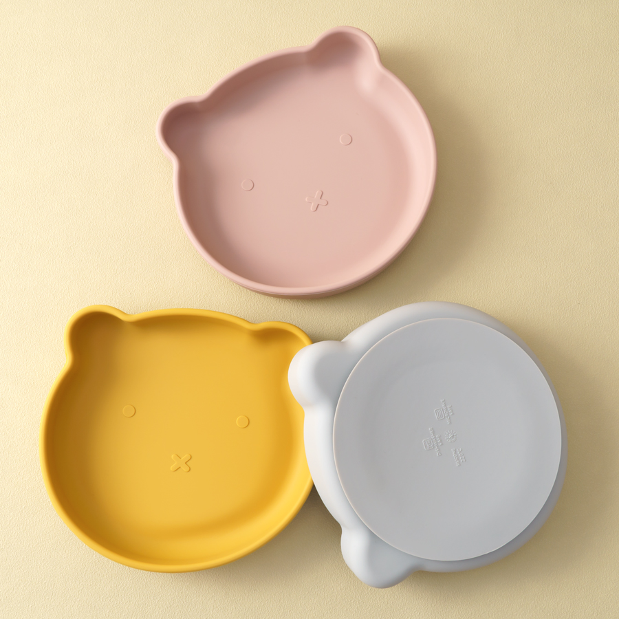 Food Storage 1 Year - 1PC ซิลิโคนเด็กจานดูดรับประทานอาหารแผ่นการ์ตูนหมีรูปร่างเด็กแผ่นกินการฝึกอบรมเก็บอาหารเด็กชุดอาหารเด็ก