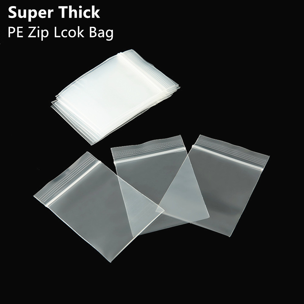 Ziploc Food Storage - 100 ชิ้นหนาพิเศษโปร่งใส PE ซิปล็อคถุงอาหารพลาสติกกระเป๋าซิปนํามาใช้ใหม่อุปกรณ์ขนาดเล็กการจัดเก็บ USB แบตเตอรี่บรรจุ