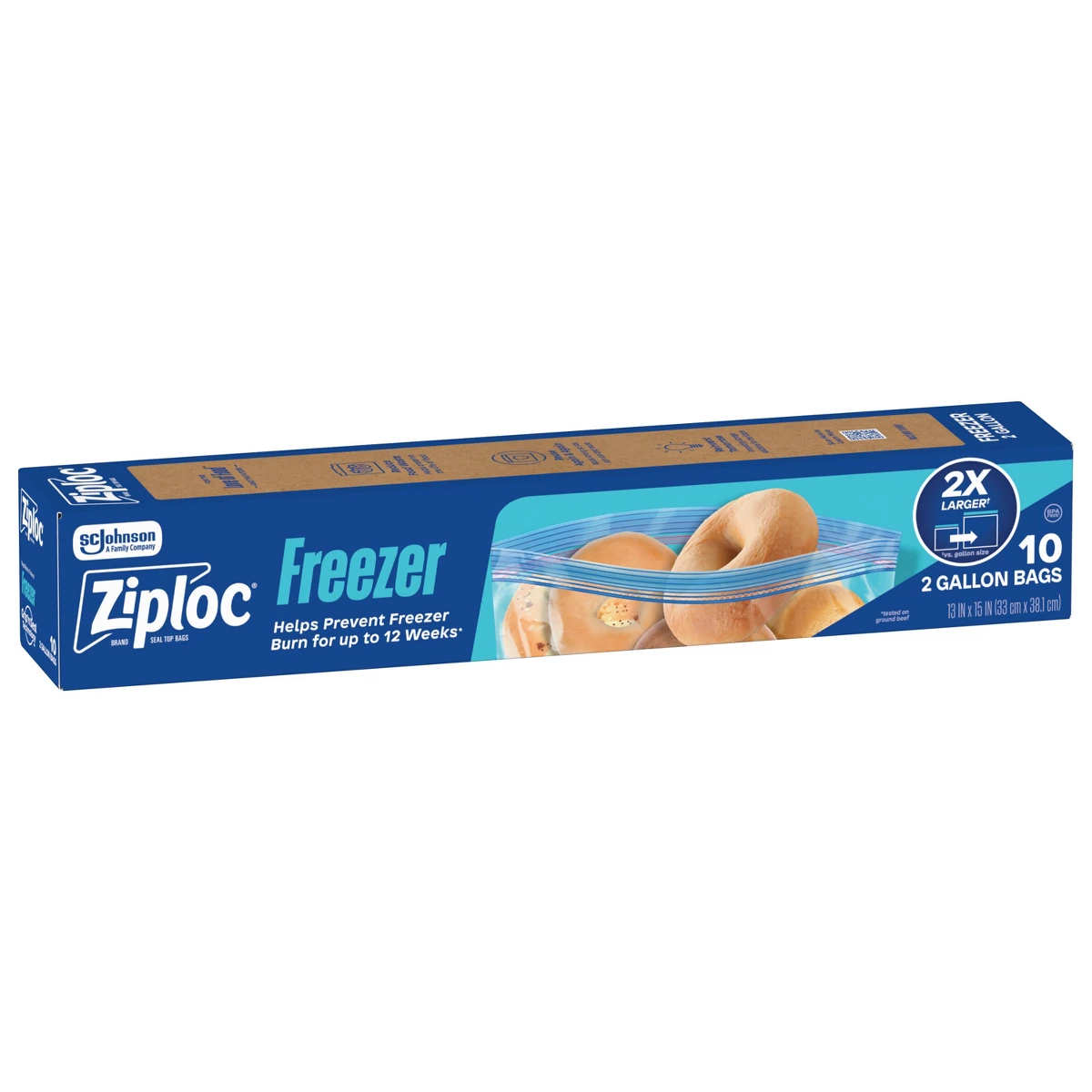 Ziploc Food Storage - ถุงซิปล็อคสำหรับแช่แข็งอาหาร ขนาด 2 แกลลอน สำหรับเก็บอาหารและเตรียมอาหาร -