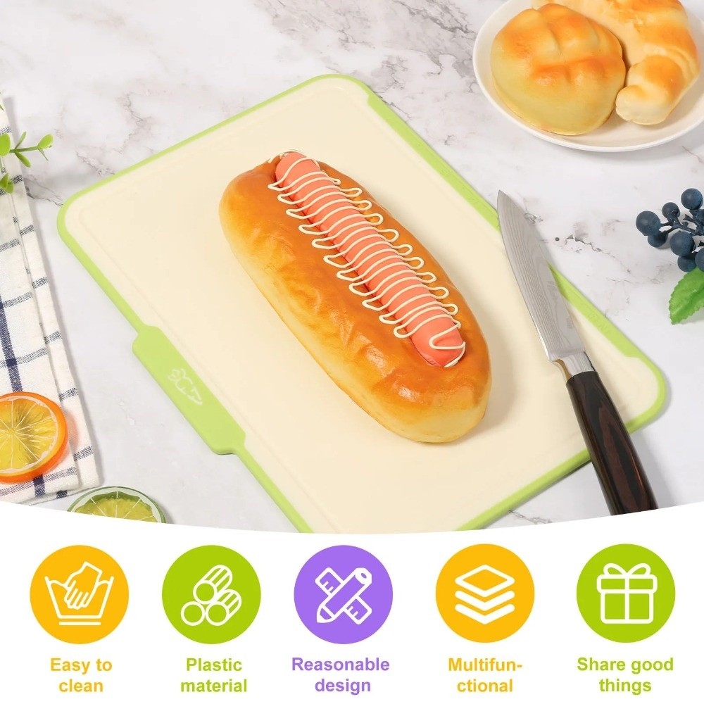 Food Storage And Preparation - เขียงพลาสติกอเนกประสงค์กันลื่น รูปทรงสี่เหลี่ยม พร้อมที่วางเก็บ แผ่นรองตัดอาหาร