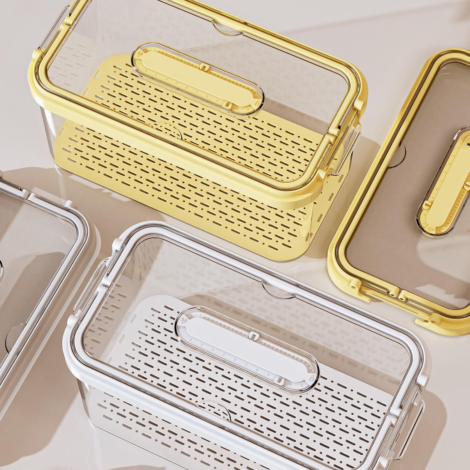 Food Storage Large - ภาชนะเก็บอาหารในตู้เย็นพร้อมฝาปิด ความจุขนาดใหญ่ แบบพกพา วางซ้อนกันได้ สำหรับจัดเก็บผักผลไม้ แป้ง