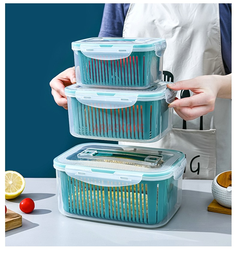 Food Storage Large - ตะกร้าระบายน้ำขนาดใหญ่สำหรับห้องครัวในบ้าน กล่องเก็บของขนาดเล็ก กล่องเก็บอาหารในตู้เย็น