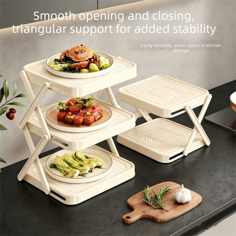 Food Storage And Preparation - ชั้นวางจานเตรียมอาหาร 3/4 ชั้น ประหยัดพื้นที่ พับเก็บได้ ที่วางเตรียมอาหารขนาดใหญ่