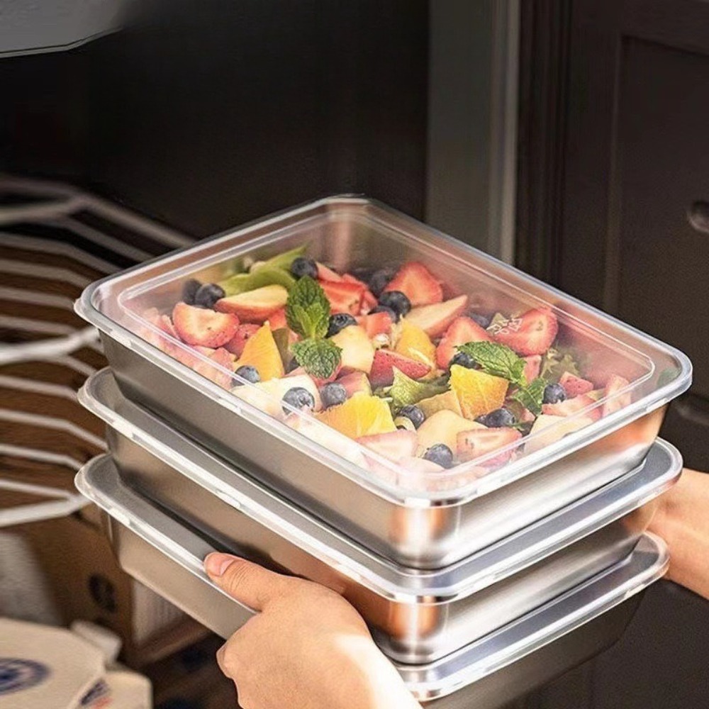 ถาดเสิร์ฟสแตนเลสเกรดอาหารพร้อม - Food Storage Unit บทวิจารณ์และราคา