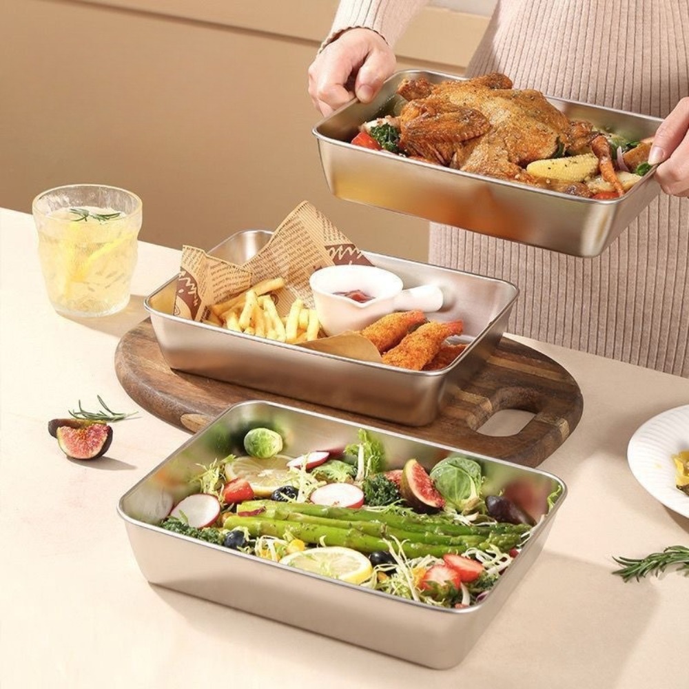 ถาดเสิร์ฟสแตนเลสเกรดอาหารพร้อม - Food Storage Unit บทวิจารณ์และราคา