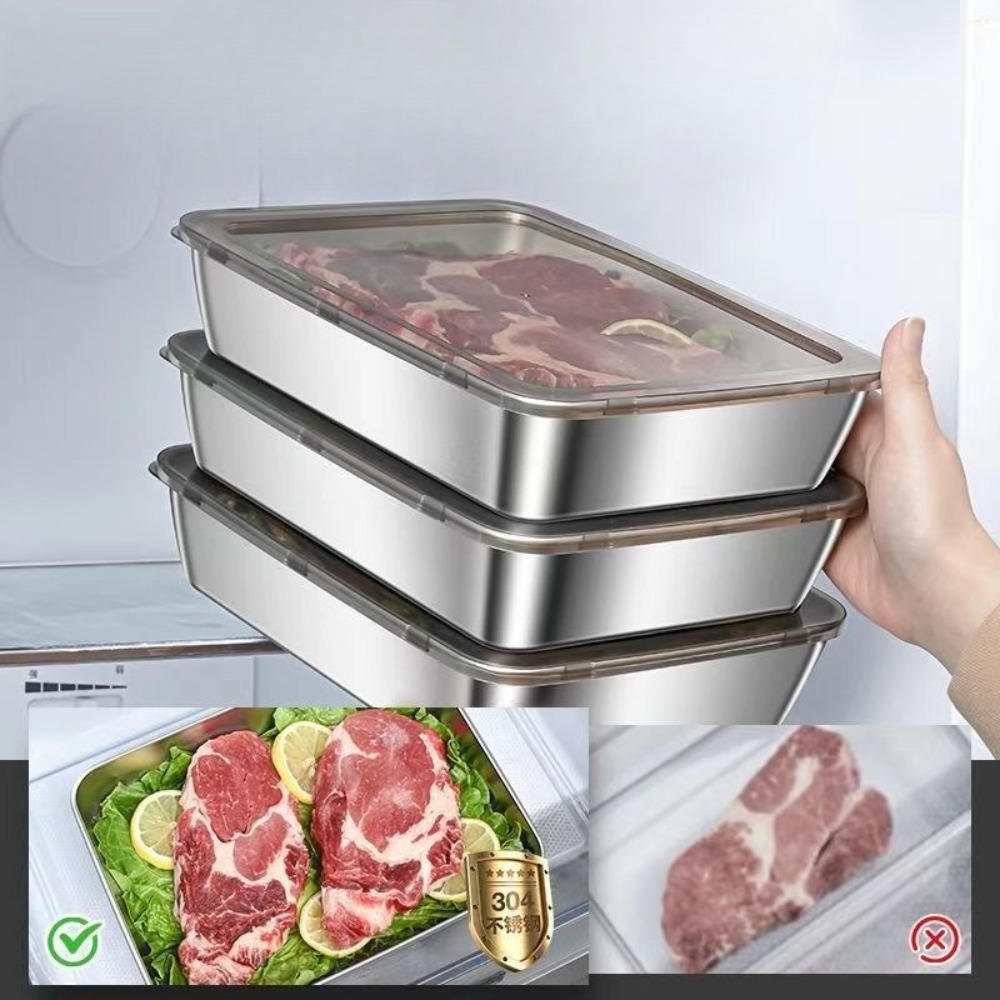 ถาดเสิร์ฟสแตนเลสเกรดอาหารพร้อม - Food Storage Unit บทวิจารณ์และราคา