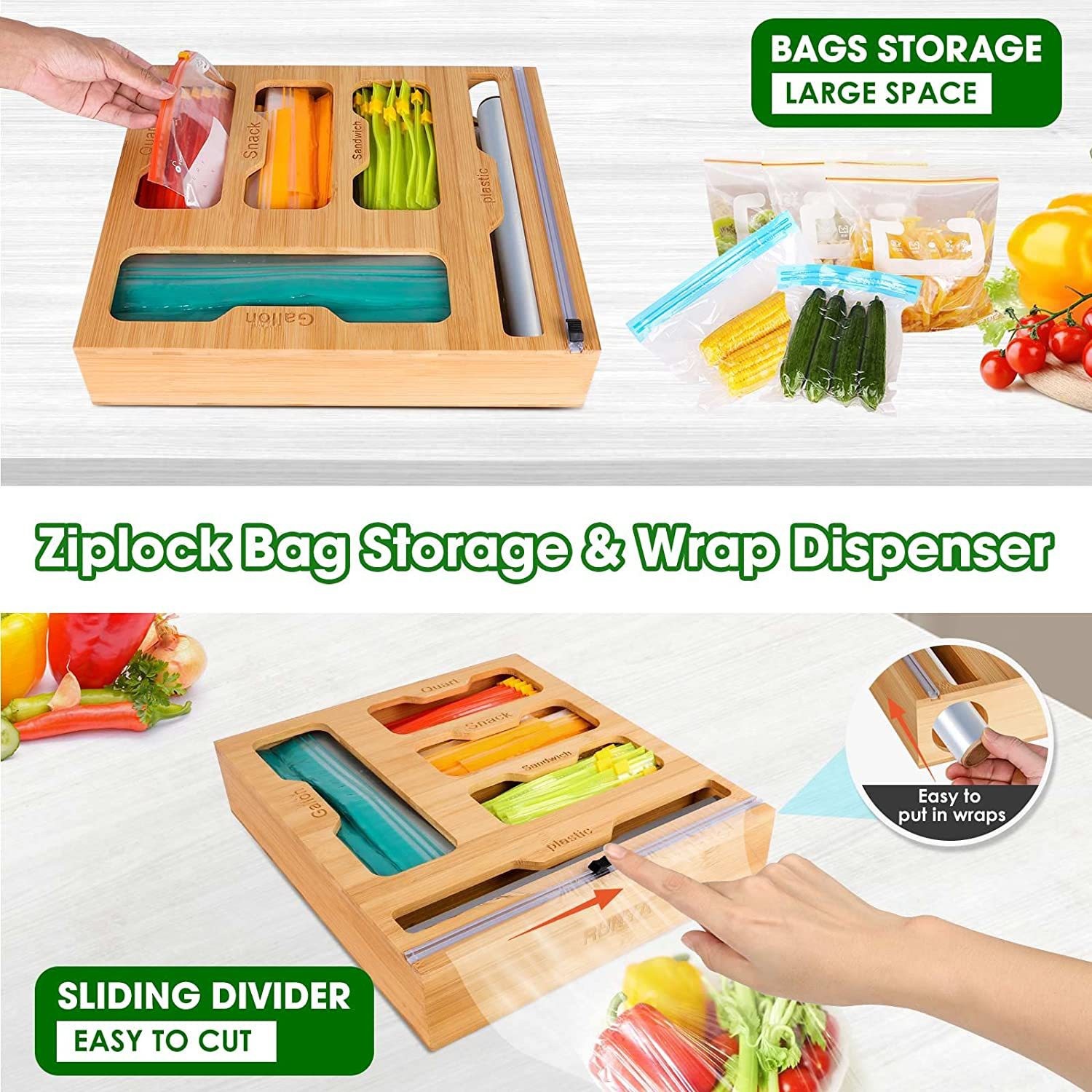 ชั้นวางของแบบมีซิปล็อคทำจากไม้ - Food Storage Plastic Bag บทวิจารณ์และราคา